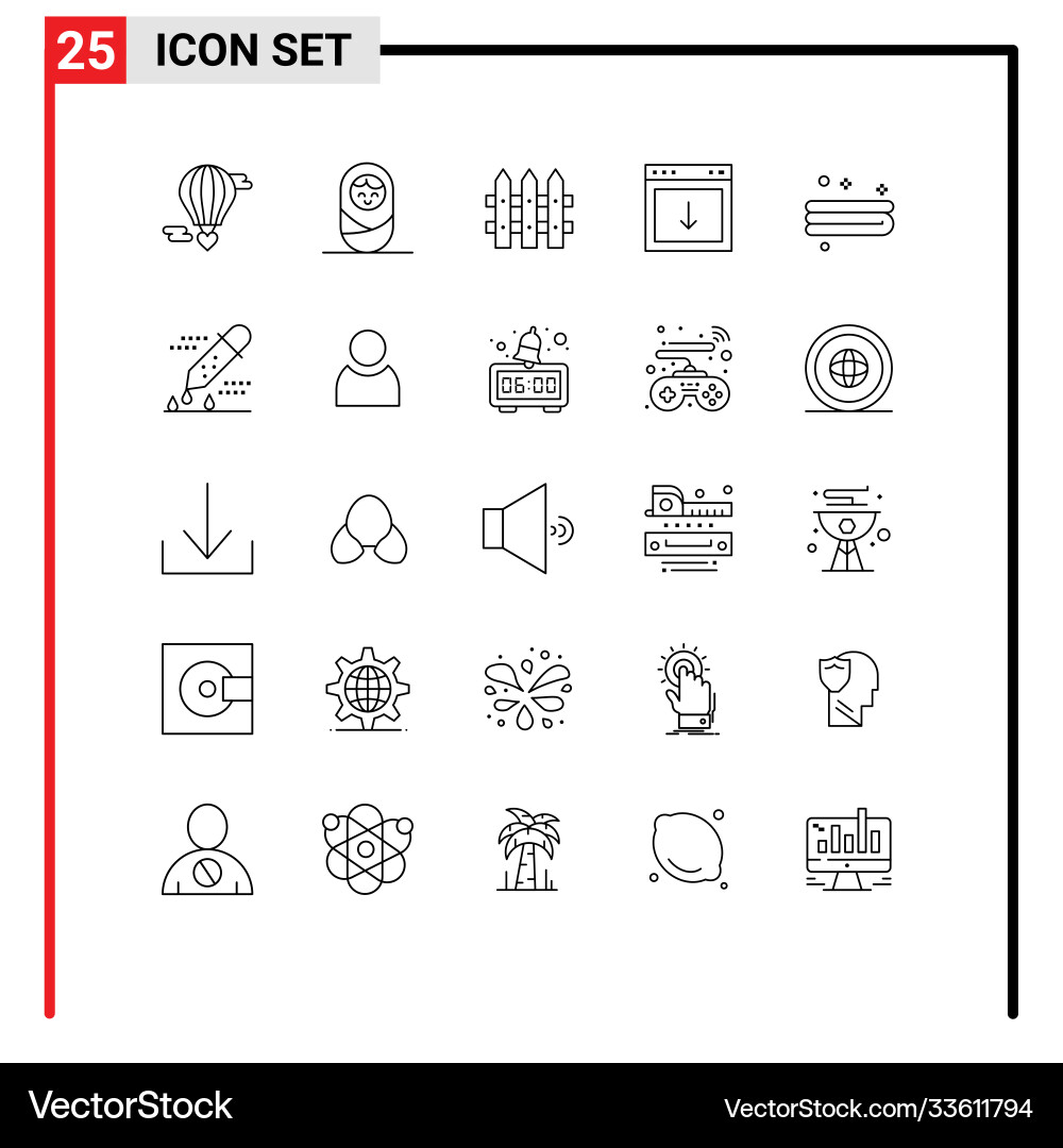 Picograph Set 25 einfache Linien Handtuch sauber Picograph Set 25 einfache Linien Handtuch sauber vektorbild