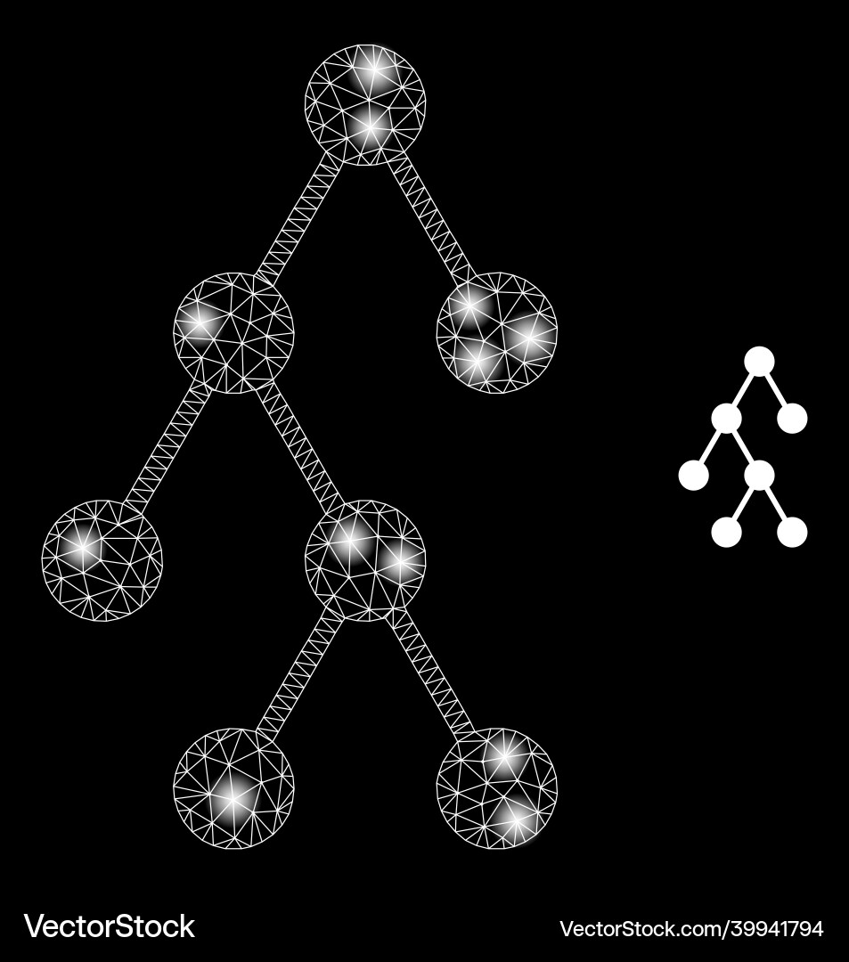 Polygonal 2d mesh hierarchy structure with glare Polygonal 2d mesh hierarchy structure with glare vector image