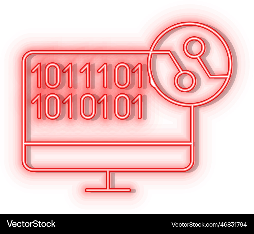 Retro style red neon icon ai computer code Retro style red neon icon ai computer code vector image