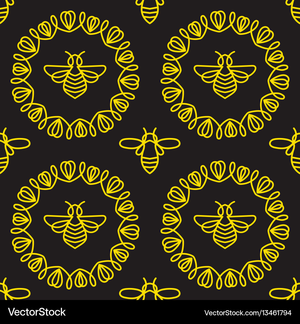 Seamless pattern with bee vector image