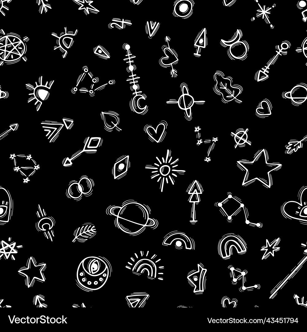 Seamless pattern with hand drawn boho elements Vector Image