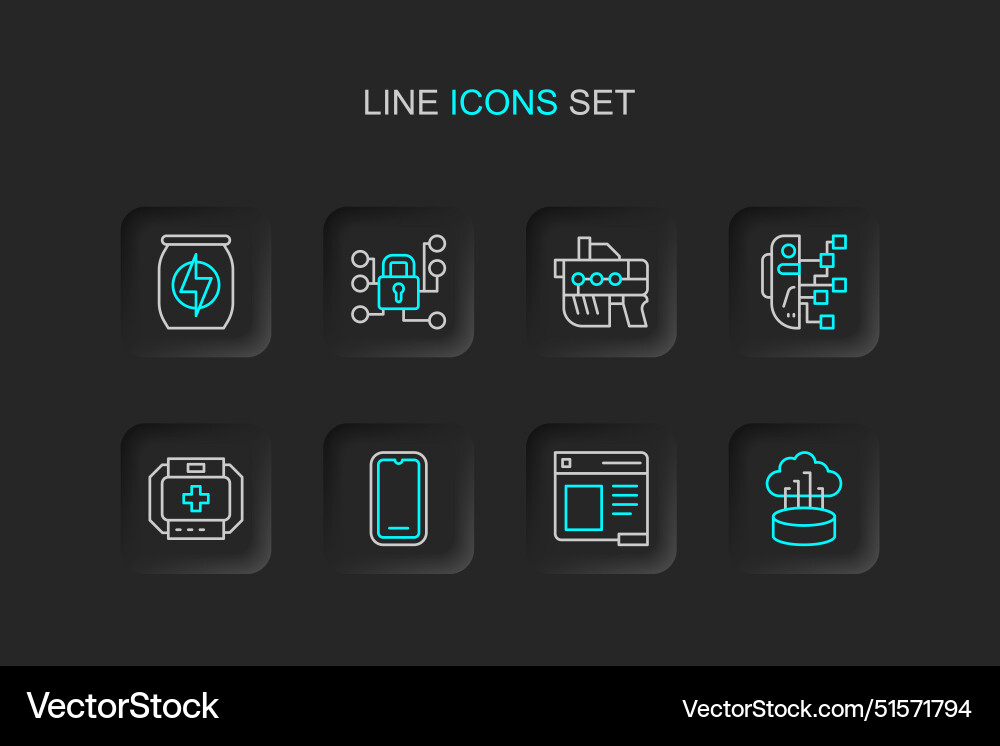Set line network cloud connection browser window Set line network cloud connection browser window vector image