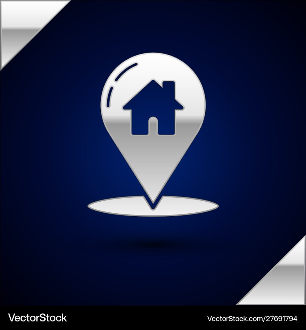 Silver map pointer with house icon isolated Silver map pointer with house icon isolated vector image