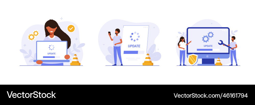 System- oder Web-Applikations-Upgrade-Verfahrenssatz System- oder Web-Applikations-Upgrade-Verfahrenssatz vektorbild