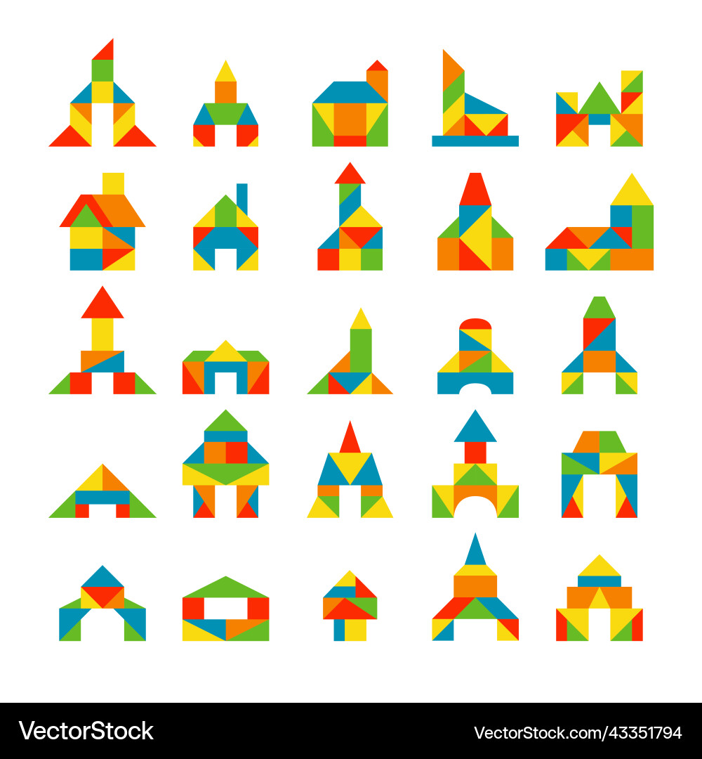 Tangram puzzles collection of triangle Tangram puzzles collection of triangle Vector Image