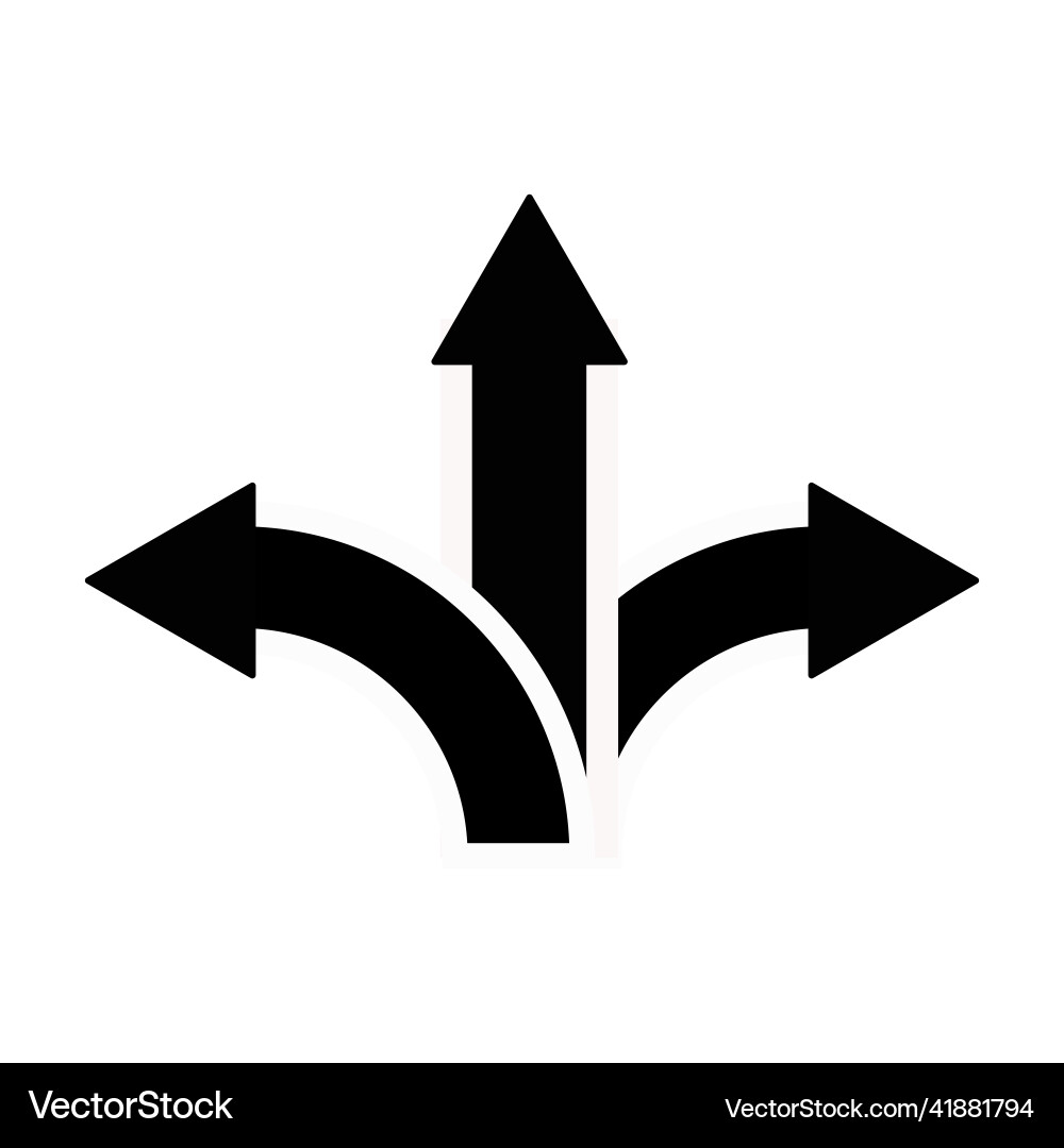 Three-way direction arrow graphic design element Three-way direction arrow graphic design element vector image