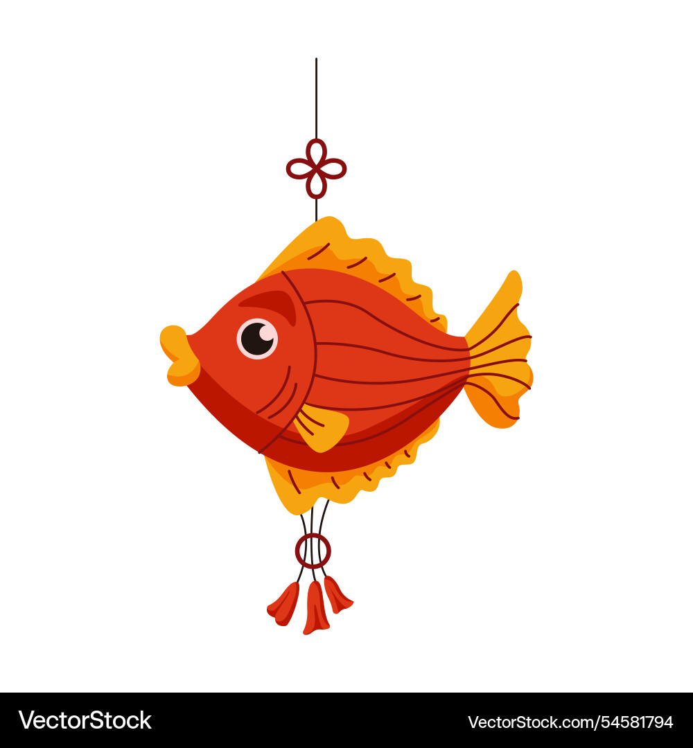Traditional chinese red fish flat color object Traditional chinese red fish flat color object vector image