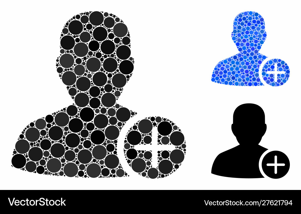 User add mosaic icon round dots User add mosaic icon round dots vector image