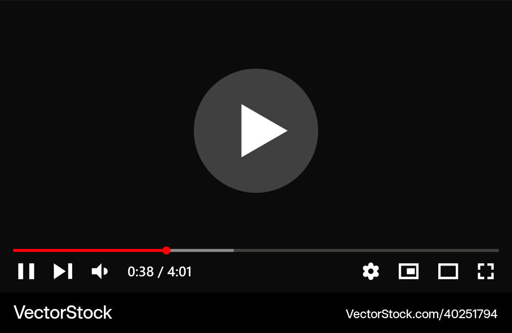Video player interface design template full frame Vector Image