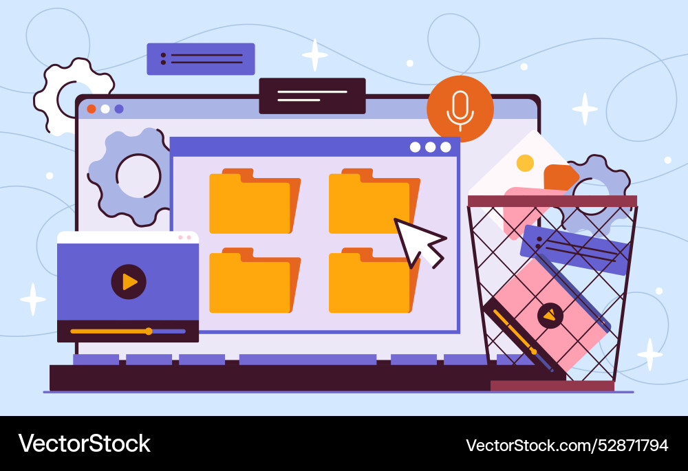 Website optimization concept files with folders Vector Image