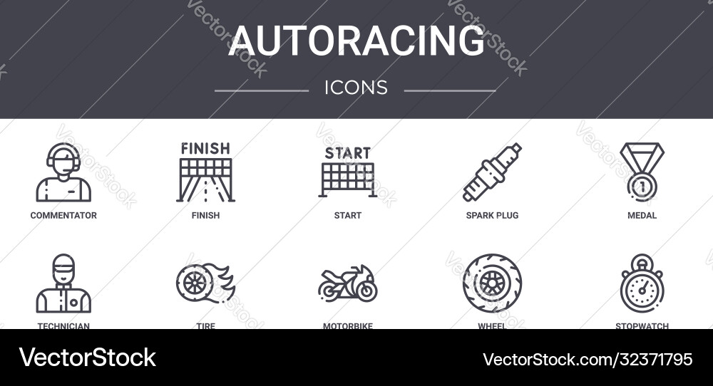 Autoracing concept line icons set enthält Autoracing concept line icons set enthält vektorbild