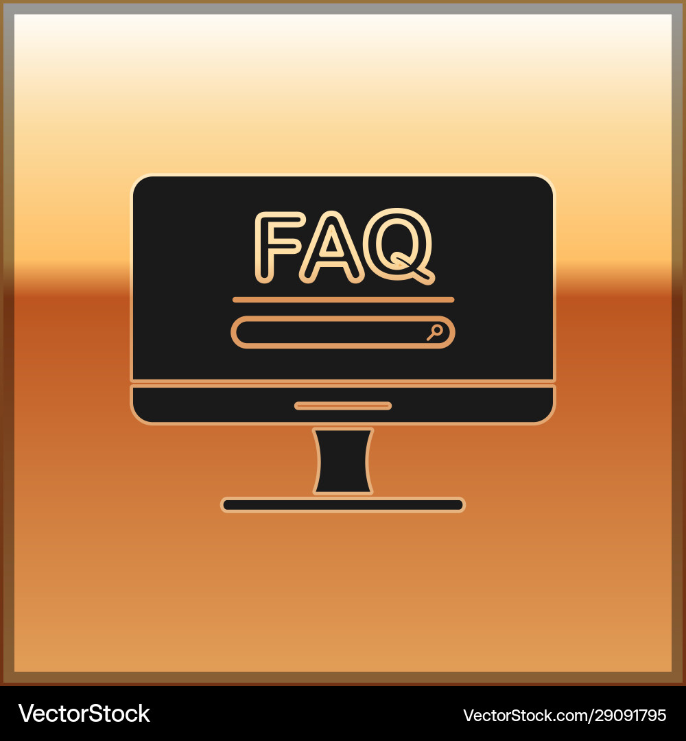 Black computer monitor with text faq information Black computer monitor with text faq information vector image