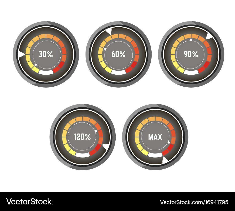 Black round speedometer with colorful indicator vector image