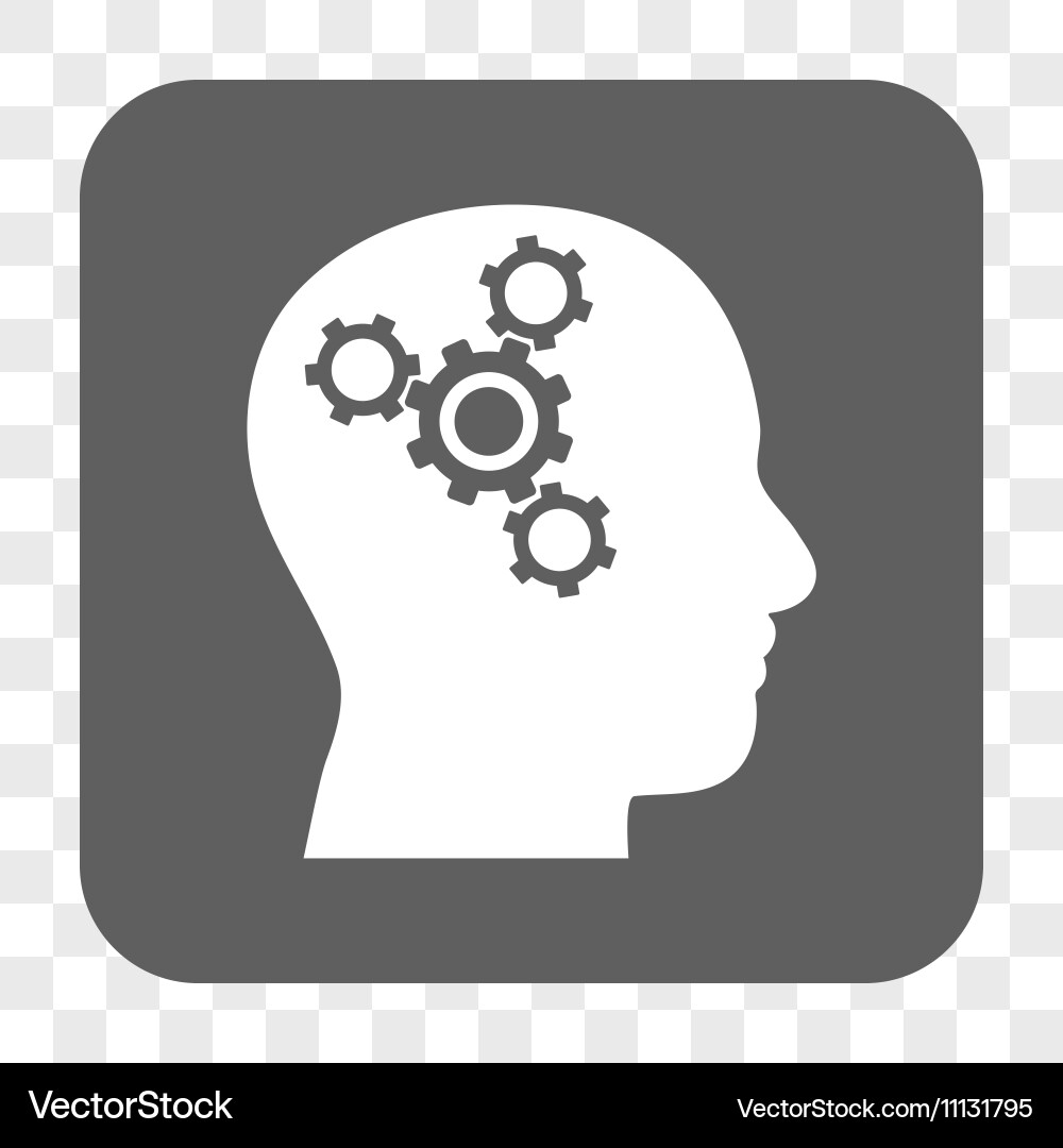 Brain mechanics rounded square button vector image