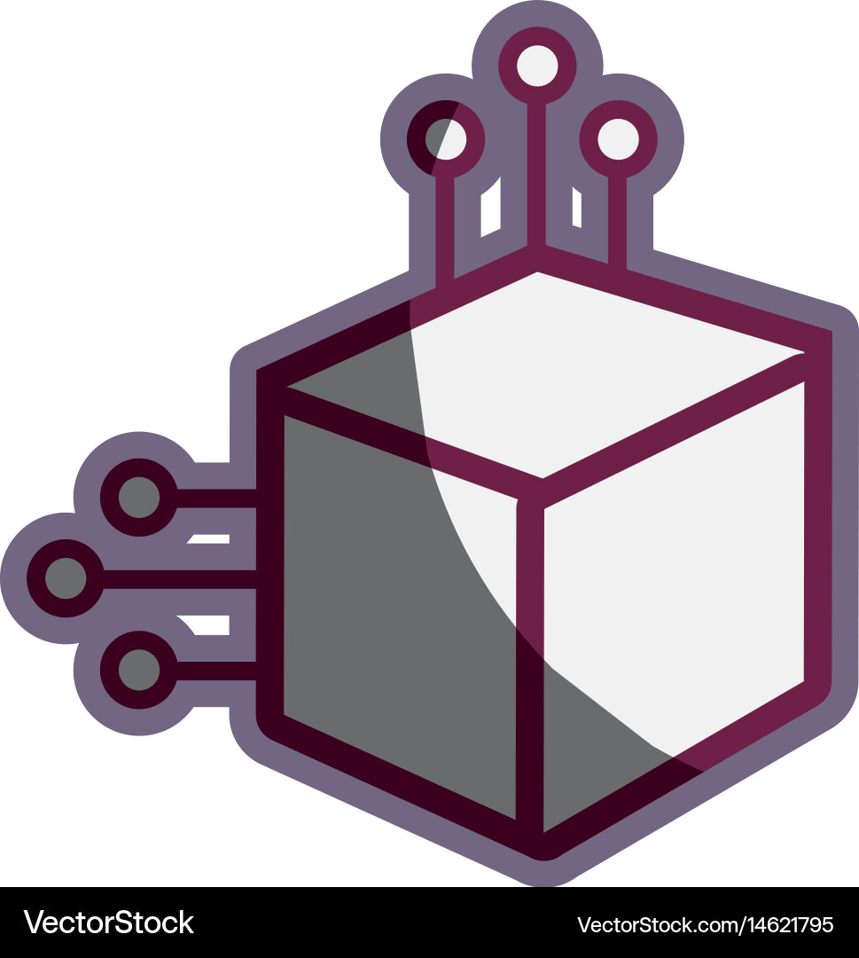 Cube with circuits network of communicatig bitcoin Vector Image