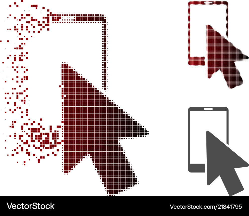 Dispersed pixel halftone smartphone arrow pointer Dispersed pixel halftone smartphone arrow pointer vector image