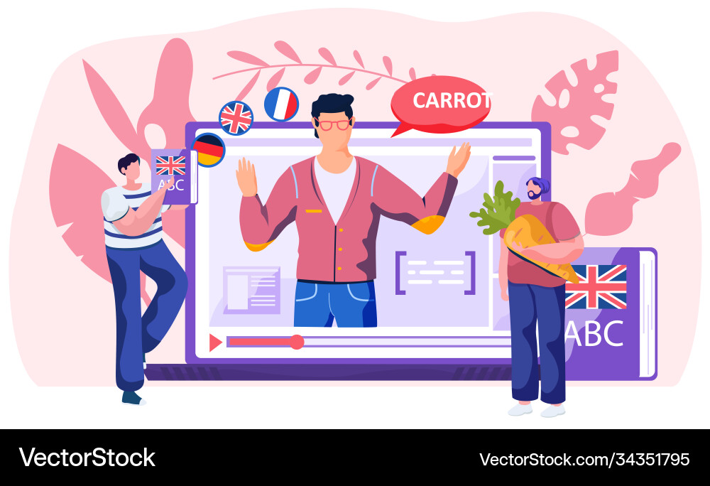 English lesson on screen a computer learn vector image