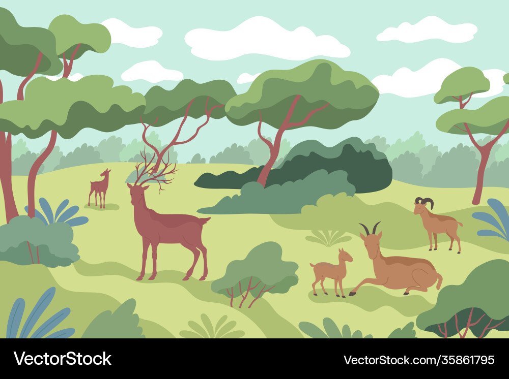 Forest wild life composition Royalty Free Vector Image