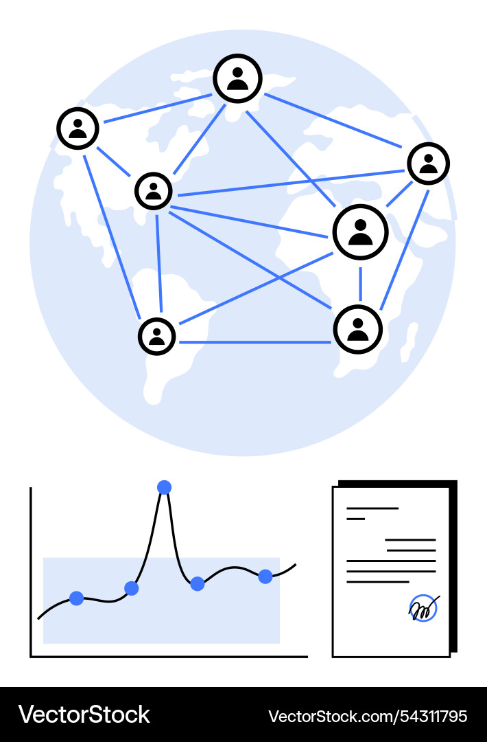 Global connectivity visualizing network dynamics Vector Image