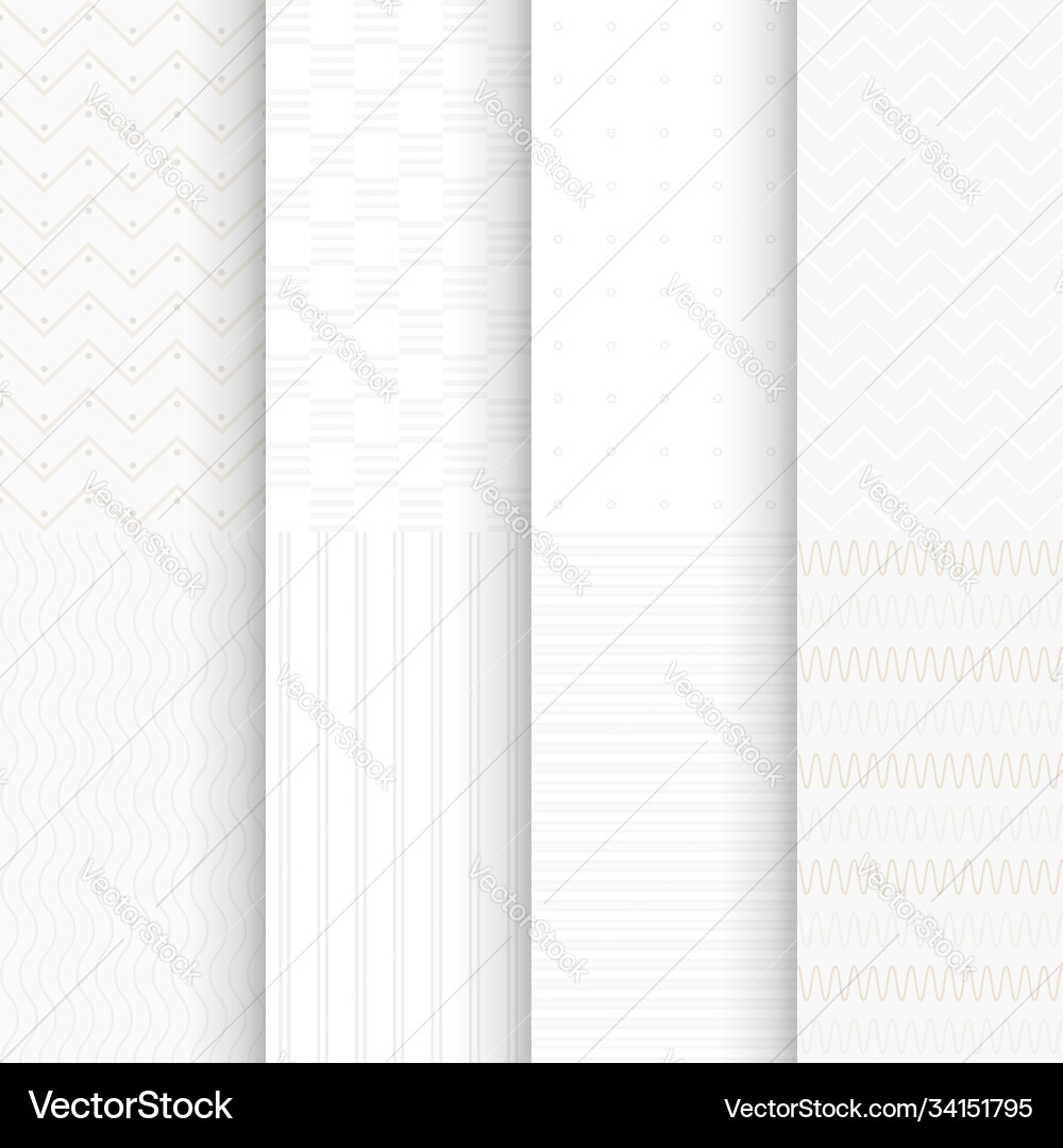 Monochrome soft light seamless patterns in set Monochrome soft light seamless patterns in set vector image