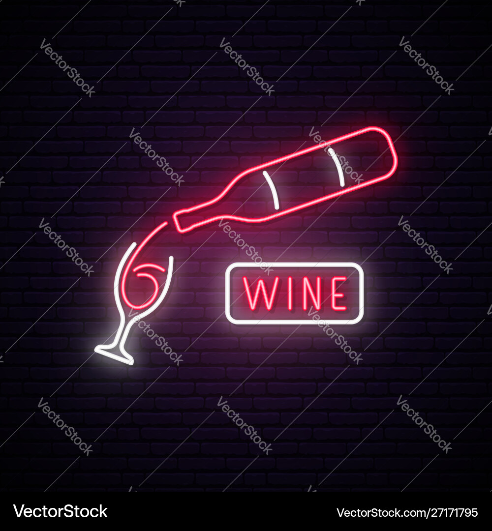 Neon Wein Schild Bar Werbung Design Neon Wein Schild Bar Werbung Design vektorbild