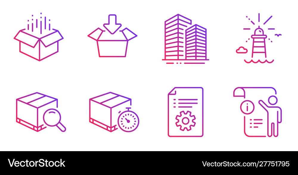 Open box lighthouse and get icons set Open box lighthouse and get icons set vector image