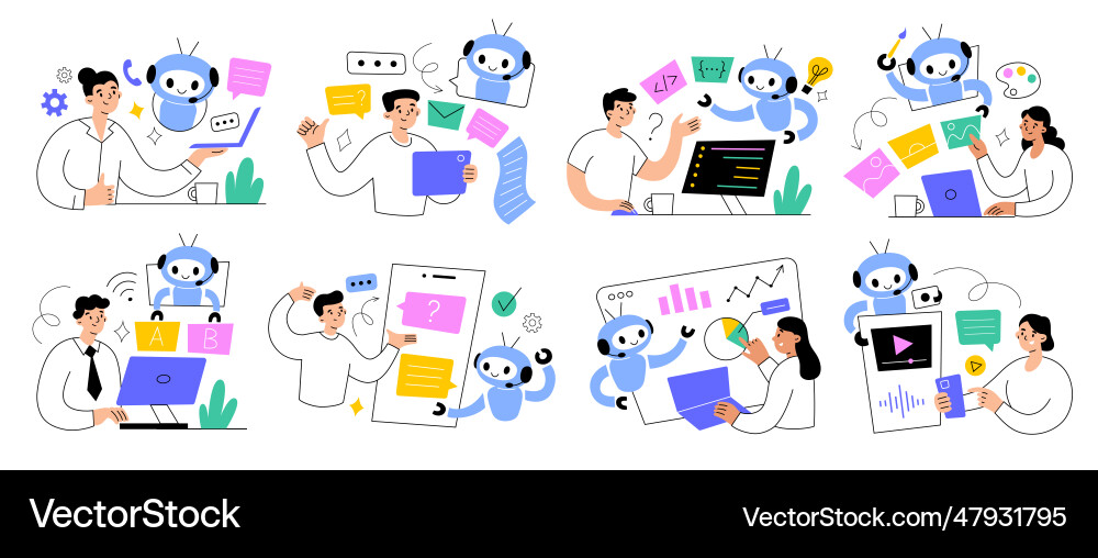 People using ai artificial intelligence robot People using ai artificial intelligence robot Vector Image