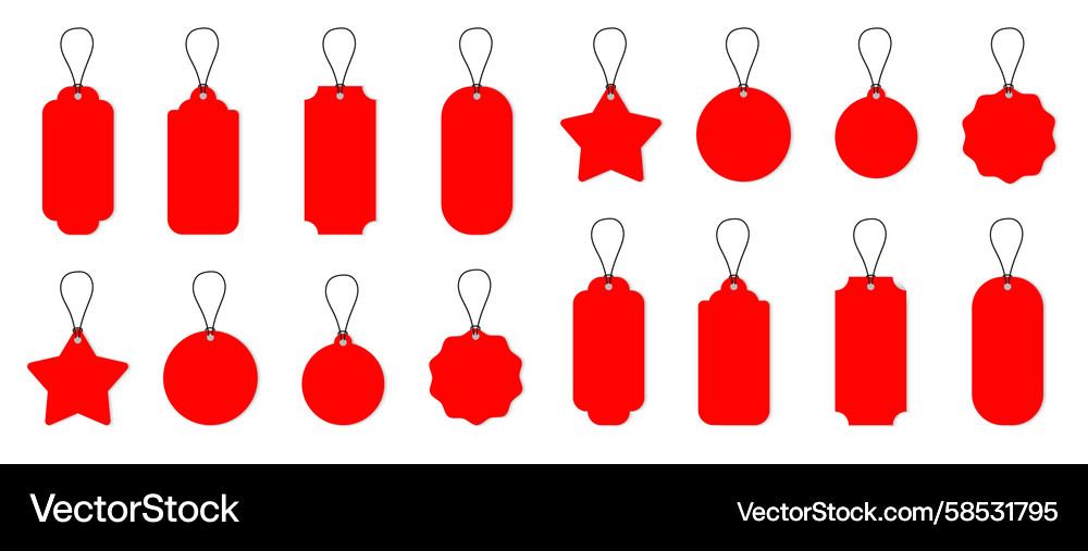Red Sale Tags with String - Isolated Vector Image