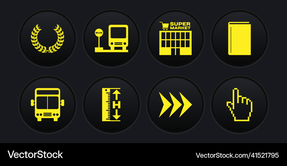 Set bus book measuring height and length arrow vector image