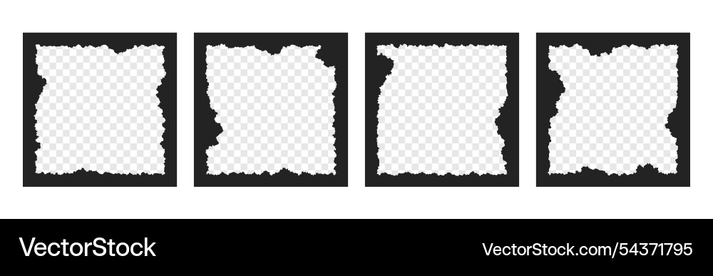 Set of black square shape frames with jagged edges Set of black square shape frames with jagged edges vector image