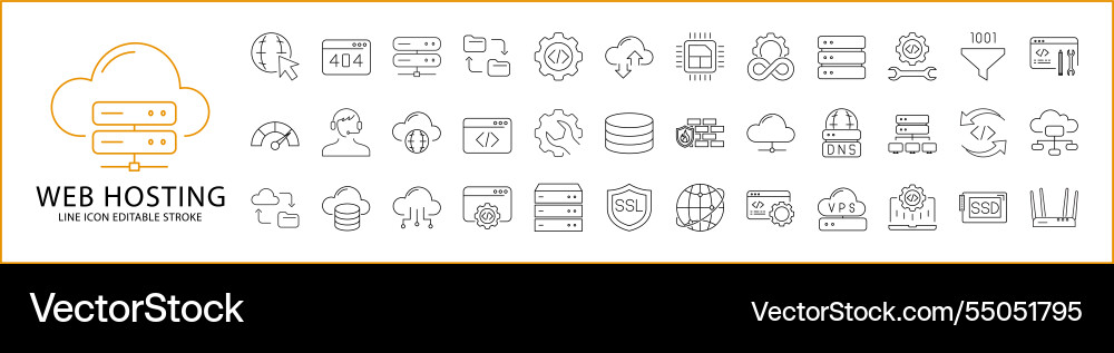 Web hosting icon set Web hosting icon set vector image