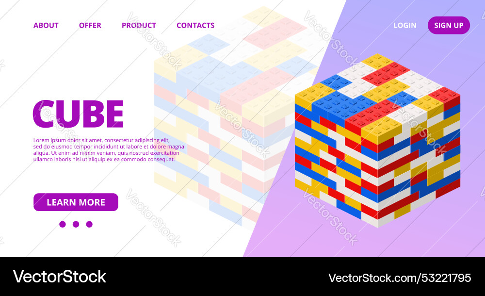 Web template with a cube Web template with a cube Vector Image