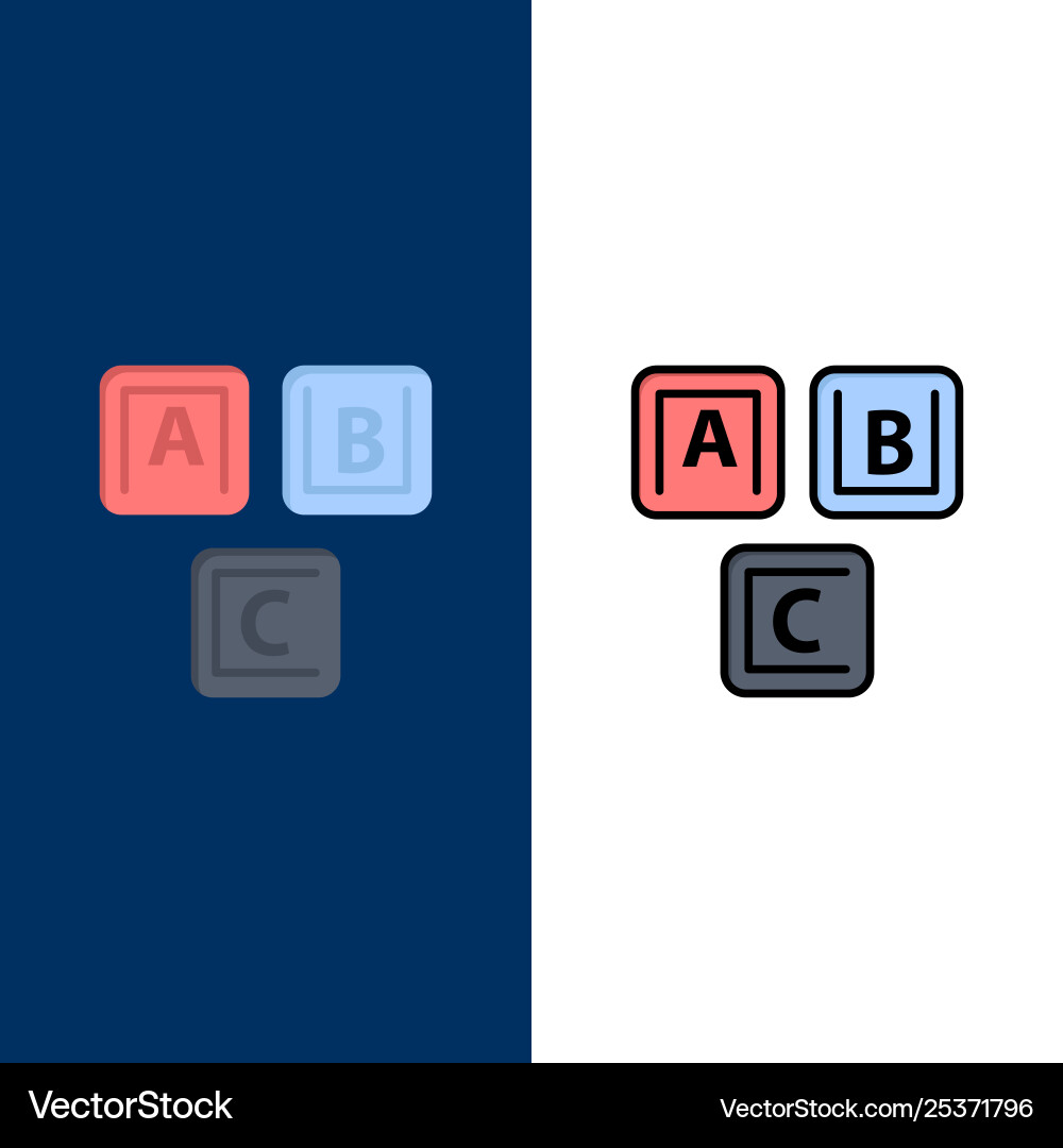 Abc blocks basic alphabet knowledge icons flat Vector Image
