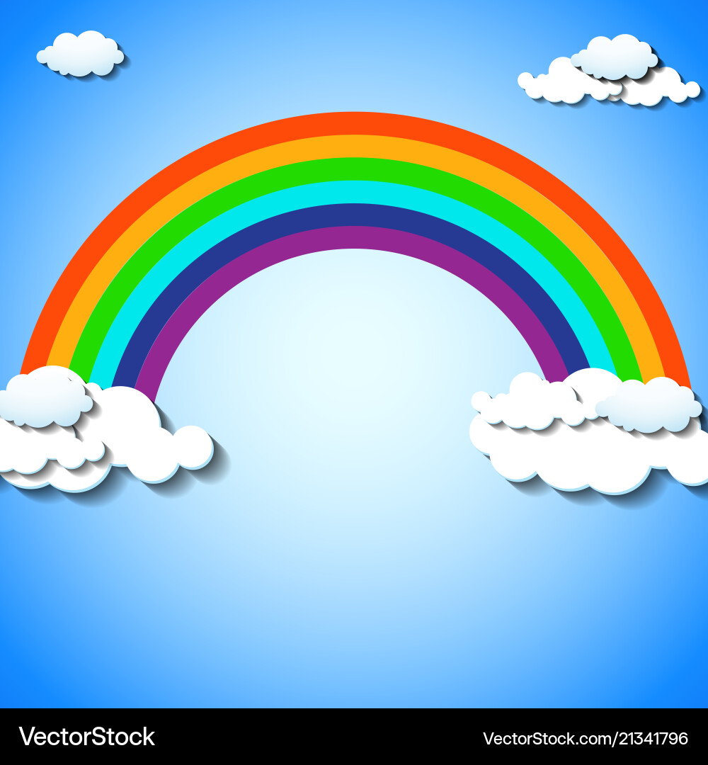 Abstract colorful rainbow with clouds Abstract colorful rainbow with clouds Vector Image