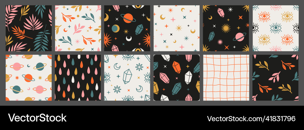 Celestial Boho Patterns vector image