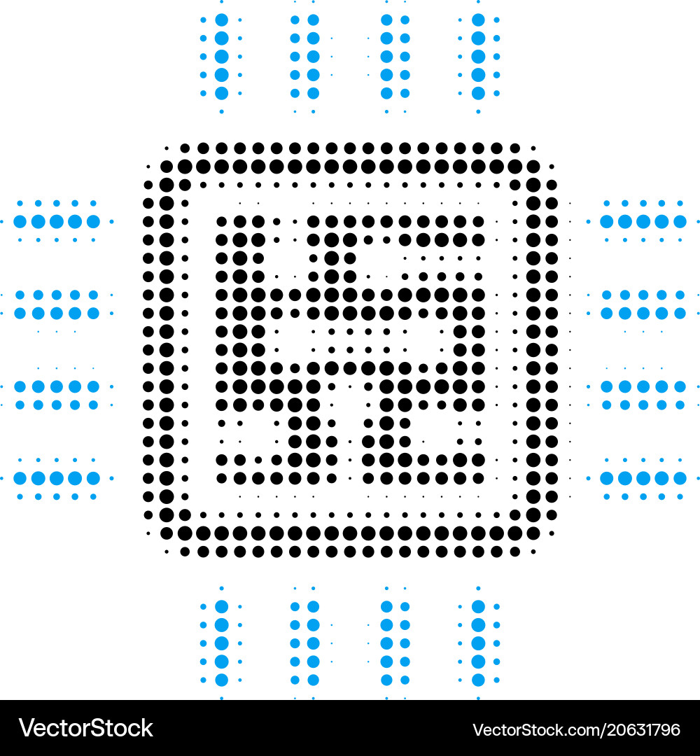 Cpu circuit halftone icon Cpu circuit halftone icon vector image