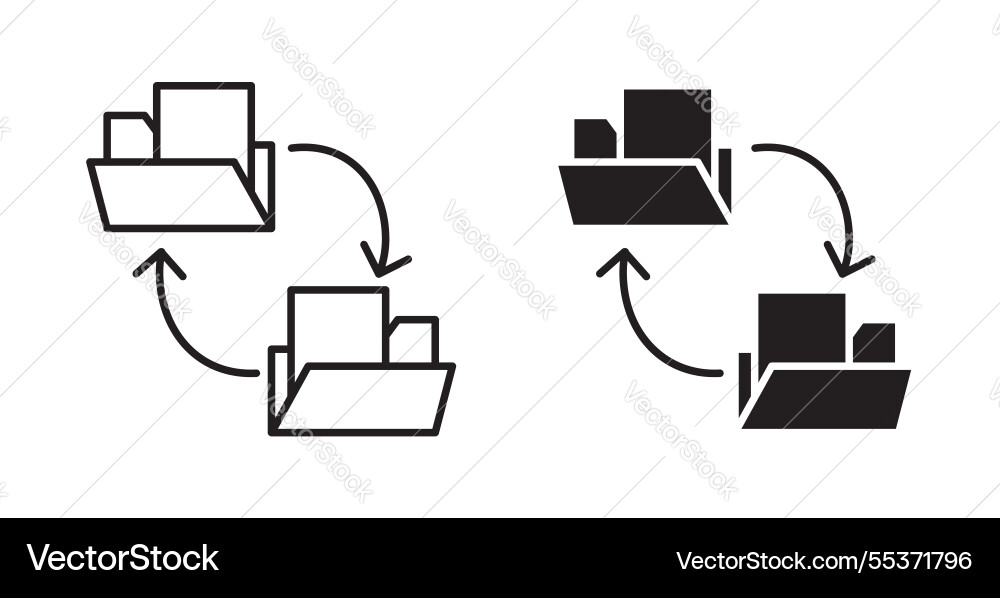 Data transfer icon set in thin line for web Vector Image