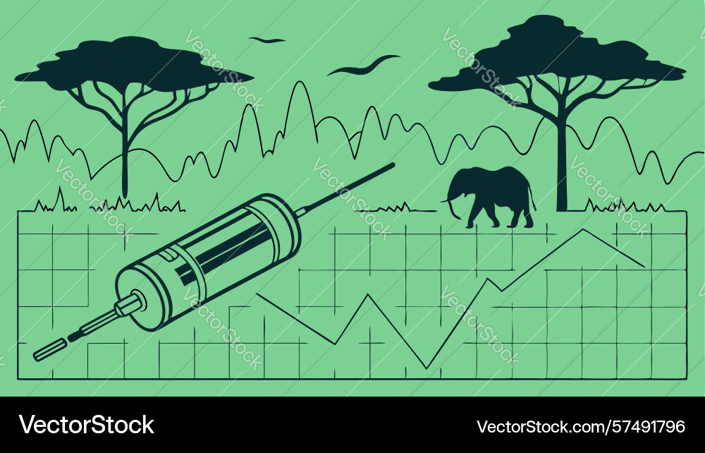 Electronic pulse on graph with elephant vector image