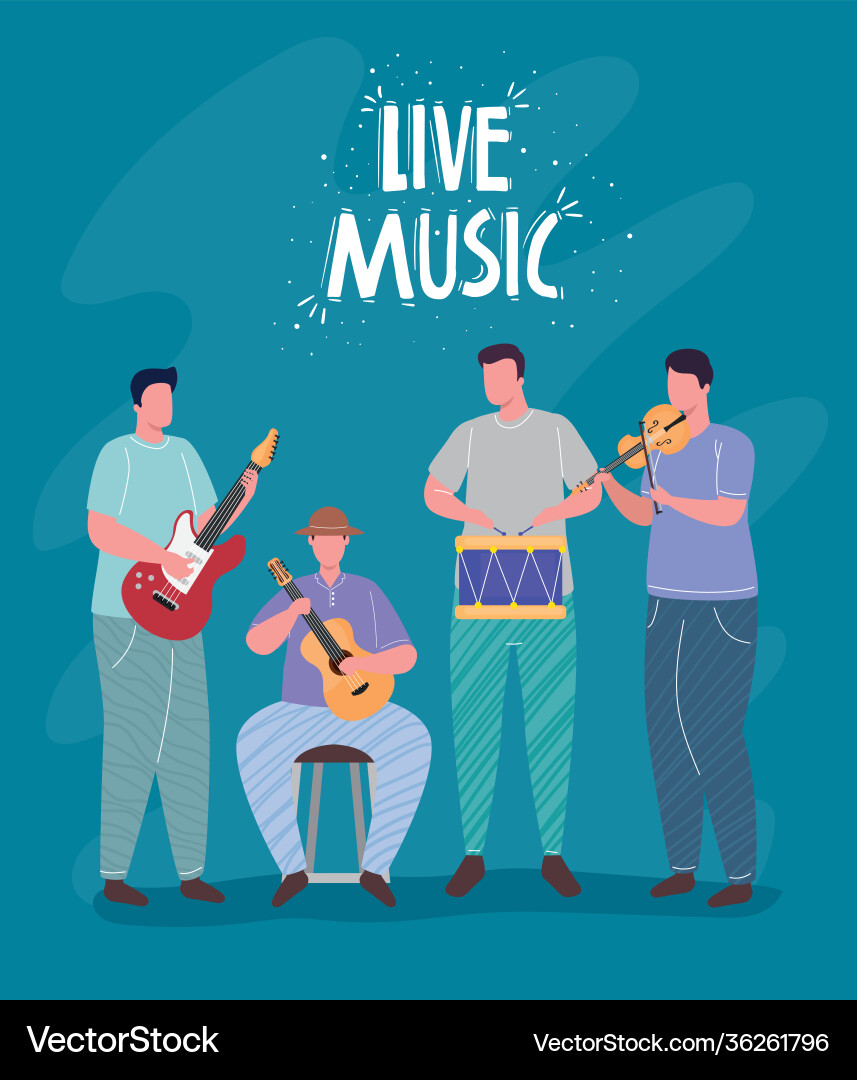 Group orchest playing instruments and live Vector Image