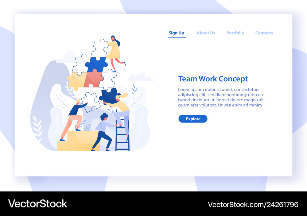 Jigsaw Puzzle Teamwork Banner Vector Image