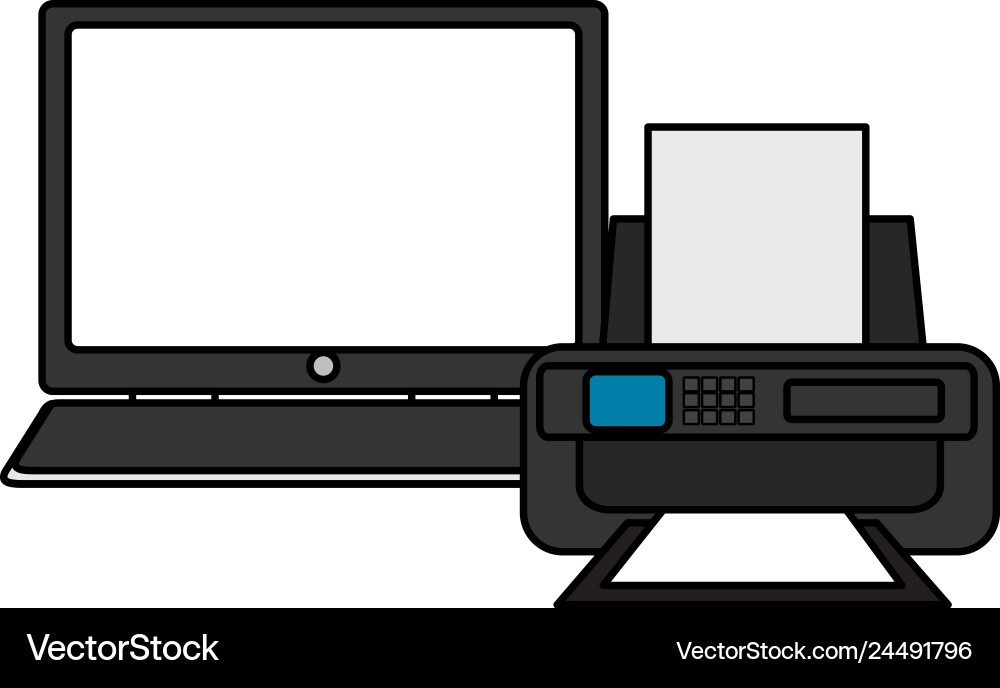 Laptop computer with printer Laptop computer with printer vector image