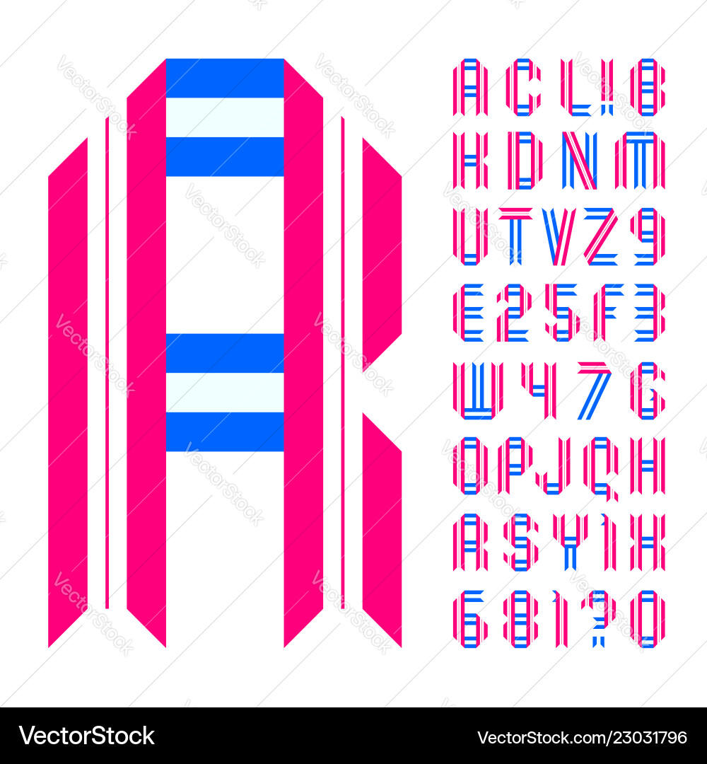 Letters and numbers folded from color paper tape Letters and numbers folded from color paper tape vector image