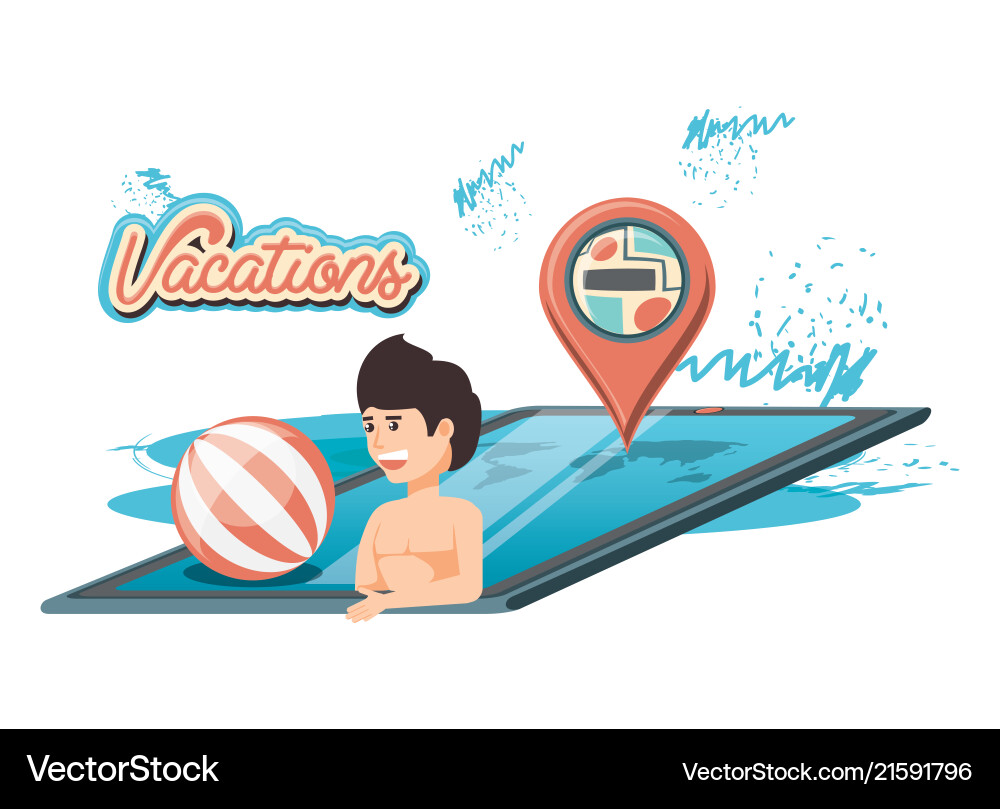 Man in the pool scene icon Vector Image