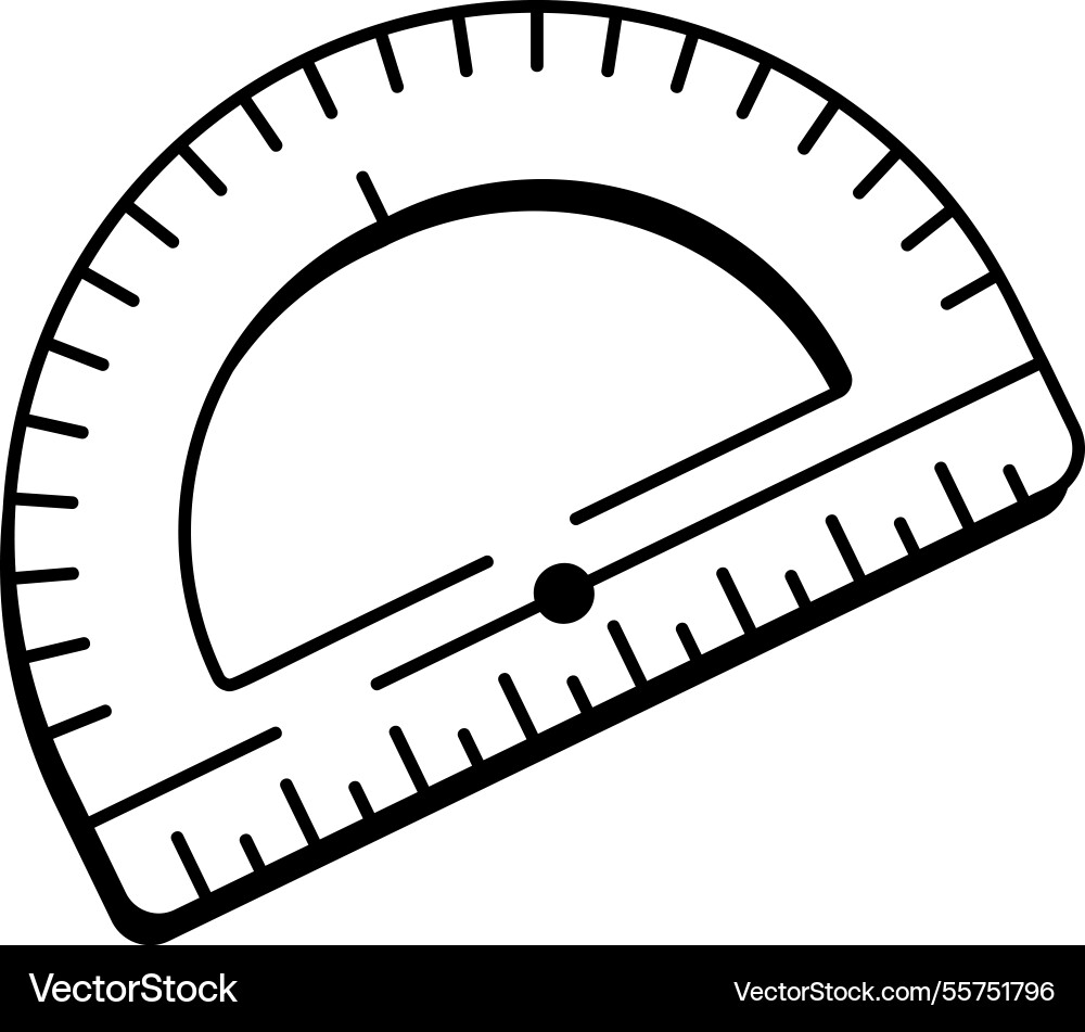 Measuring protractor scale icon in doodle style vector image