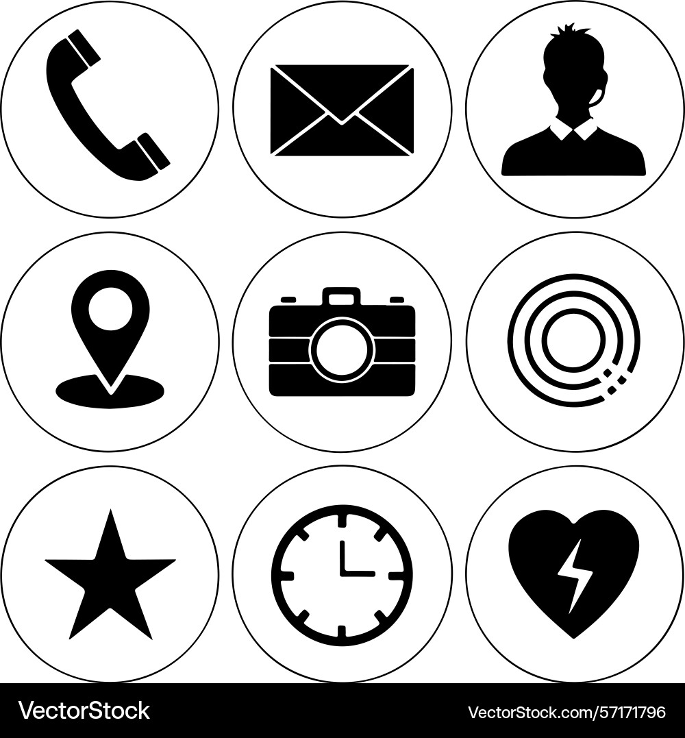 Minimal ui line icons location star heart mail Minimal ui line icons location star heart mail Vector Image