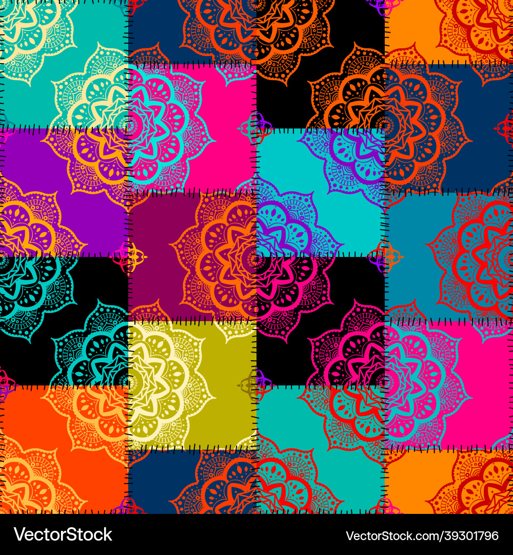 Patchwork textile pattern seamless quilting Patchwork textile pattern seamless quilting Vector Image