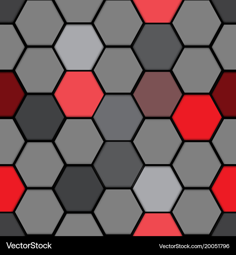 Red and Gray Hexagon Pattern vector image