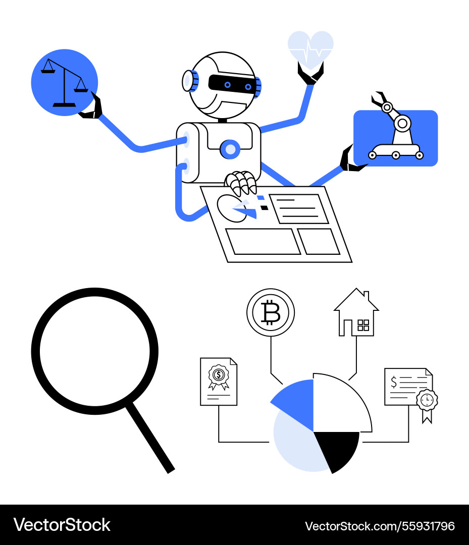 Robotermanagement Technologieautomatisierung und Daten Robotermanagement Technologieautomatisierung und Daten vektorbild