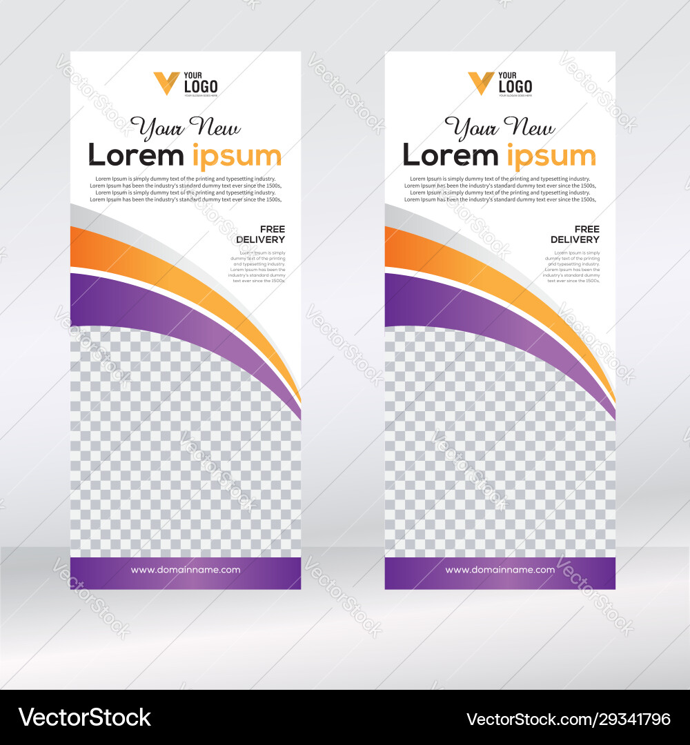 Roll up banner vertical design template Vector Image