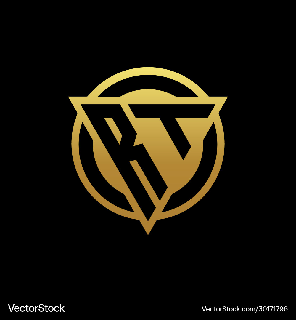Rt logo monogram with triangle shape and circle vector image